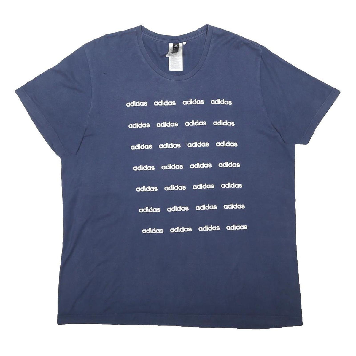 ADIDAS Mens Blue Graphic T-Shirt L Short Sleeve Crew Neck Cotton Blend Casual