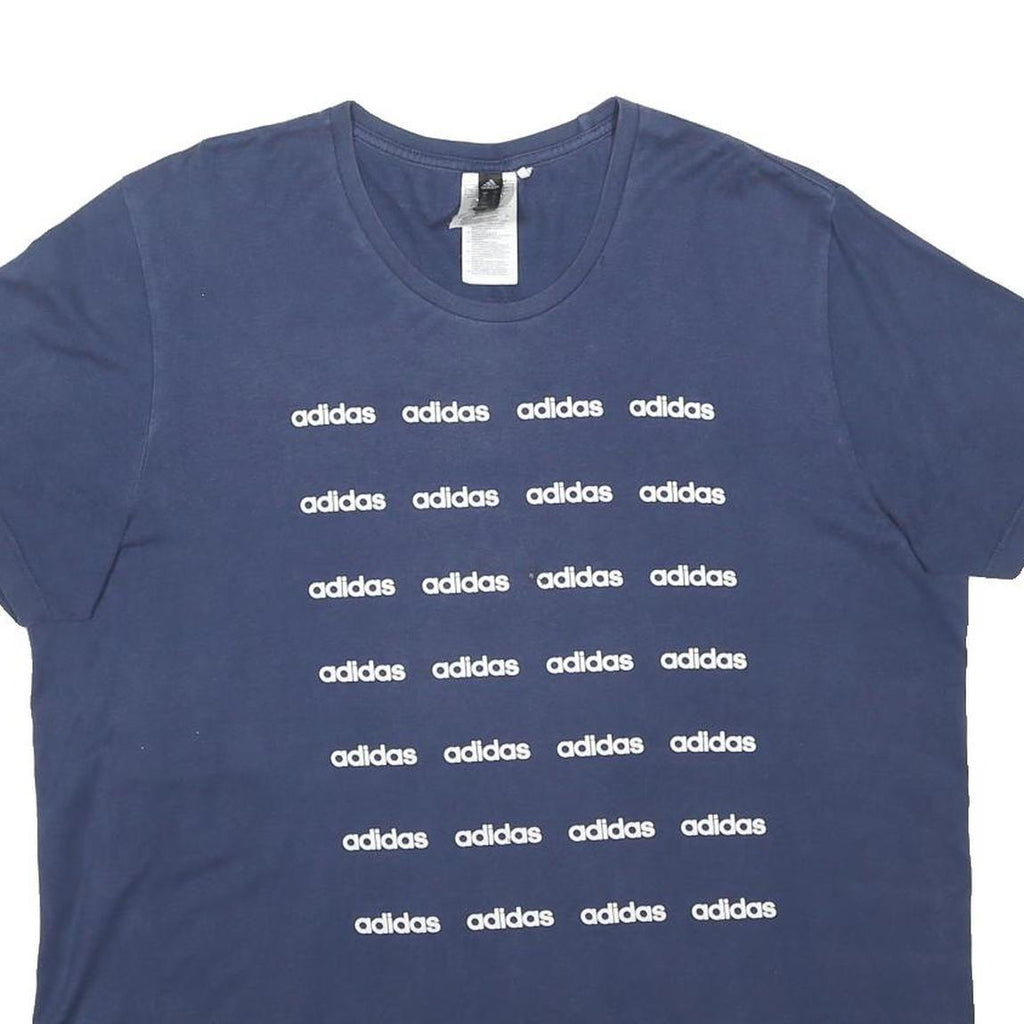 ADIDAS Mens Blue Graphic T-Shirt L Short Sleeve Crew Neck Cotton Blend Casual