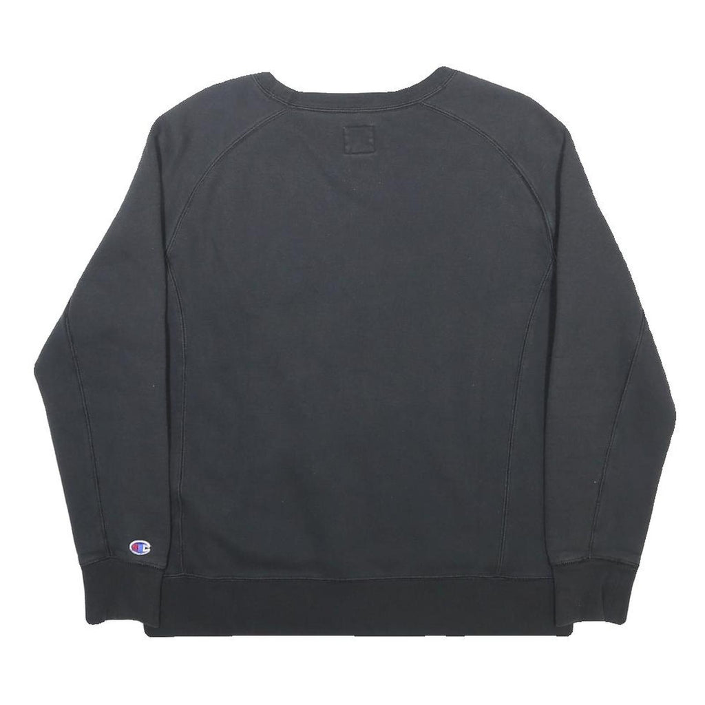CHAMPION Womens Black Crew Neck Cotton Blend Pullover Sweatshirt M Long Sleeve