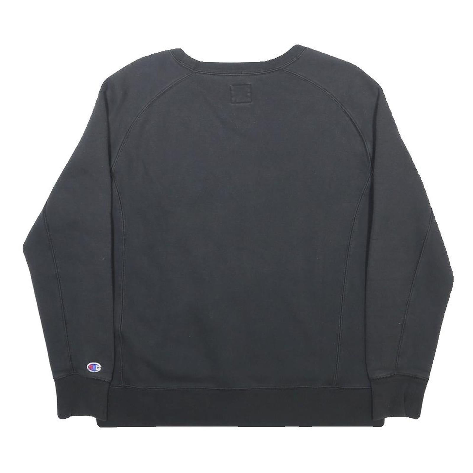 CHAMPION Womens Black Crew Neck Cotton Blend Pullover Sweatshirt M Long Sleeve