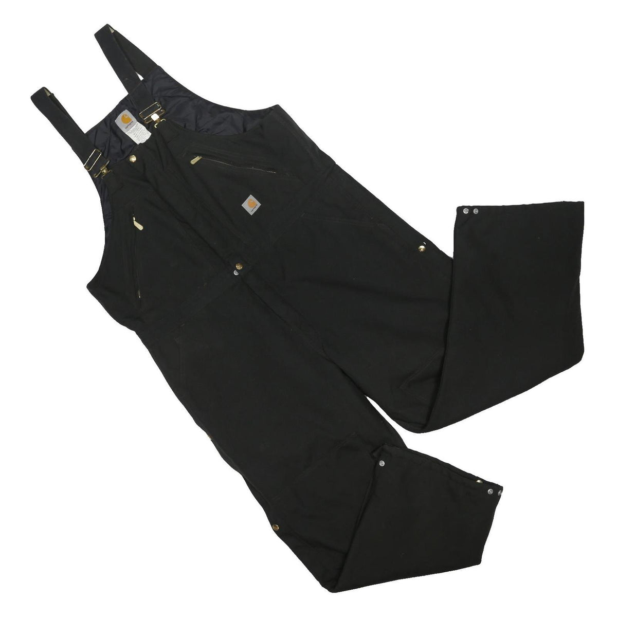 CARHARTT Mens Black Dungarees Regular Polyester Blend XL W46 L29 Workwear Zip