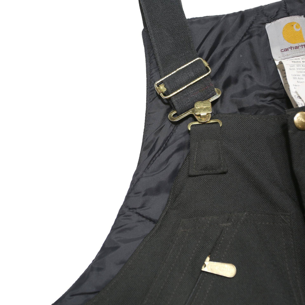 CARHARTT Mens Black Dungarees Regular Polyester Blend XL W46 L29 Workwear Zip