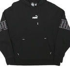PUMA Womens Black Hoodie M Logo Graphic Cotton Blend Casual Pullover