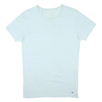 TOMMY HILFIGER Mens Light Blue T-Shirt M Short Sleeve Crew Neck Cotton Blend