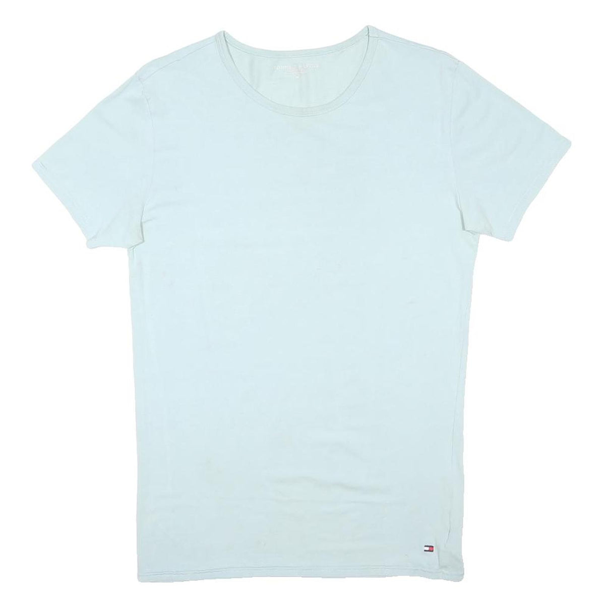 TOMMY HILFIGER Mens Light Blue T-Shirt M Short Sleeve Crew Neck Cotton Blend