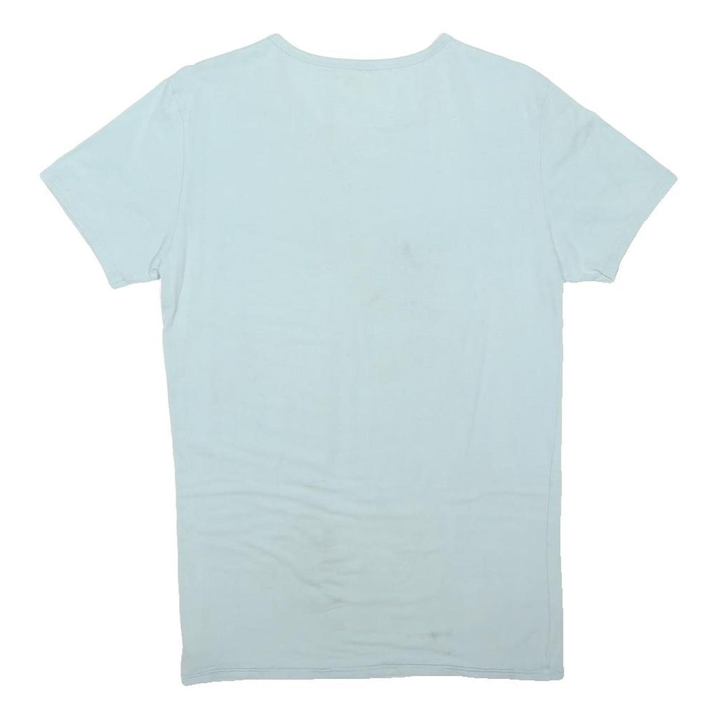 TOMMY HILFIGER Mens Light Blue T-Shirt M Short Sleeve Crew Neck Cotton Blend