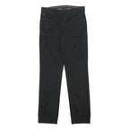 TOMMY HILFIGER Mens Slim Black Cotton Blend Zip Trousers W30 L32 Stylish Comfort