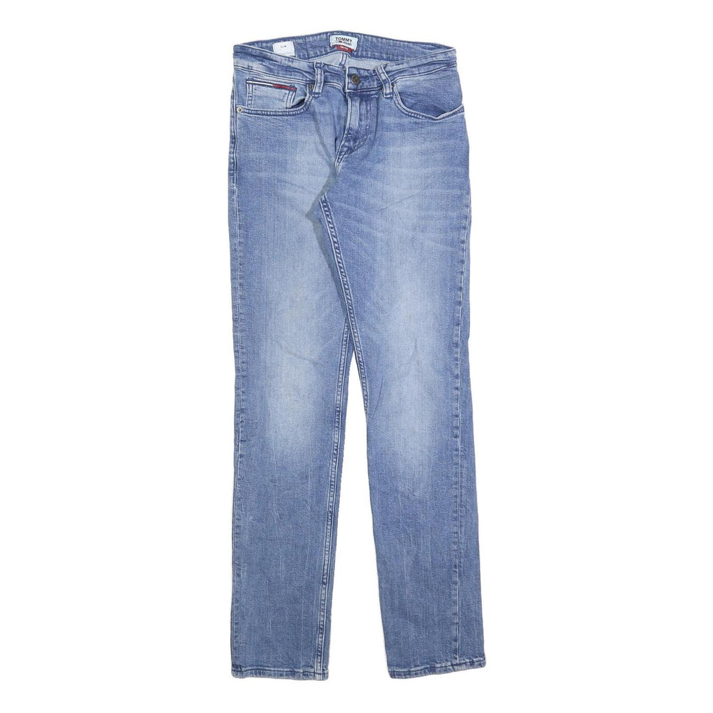 TOMMY JEANS Womens Slim Blue Denim Light W28 L32 Zip Slim Fit Straight Jeans