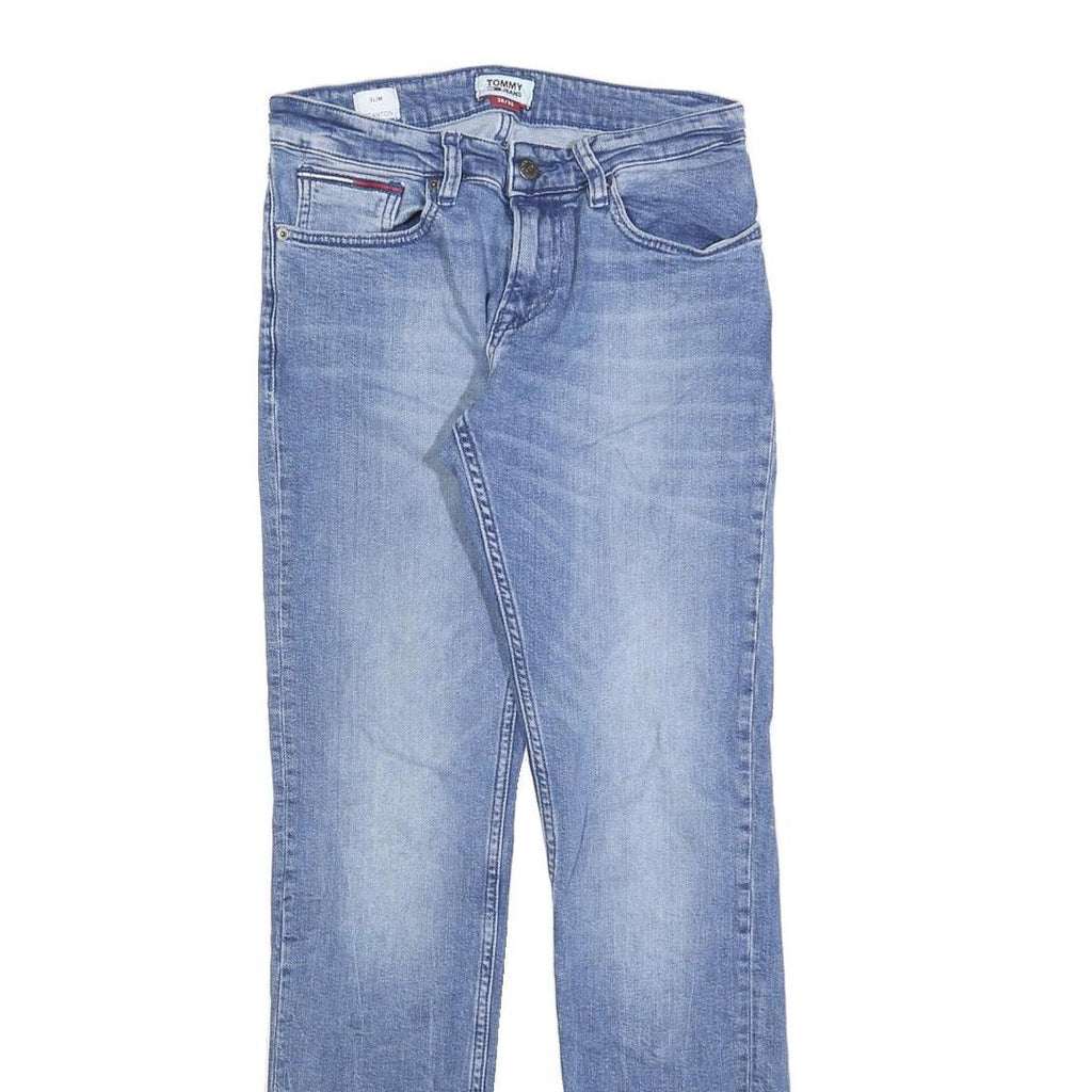 TOMMY JEANS Womens Slim Blue Denim Light W28 L32 Zip Slim Fit Straight Jeans