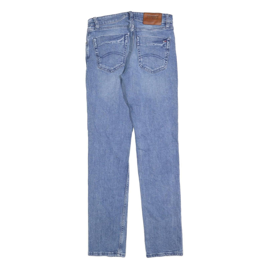 TOMMY JEANS Womens Slim Blue Denim Light W28 L32 Zip Slim Fit Straight Jeans