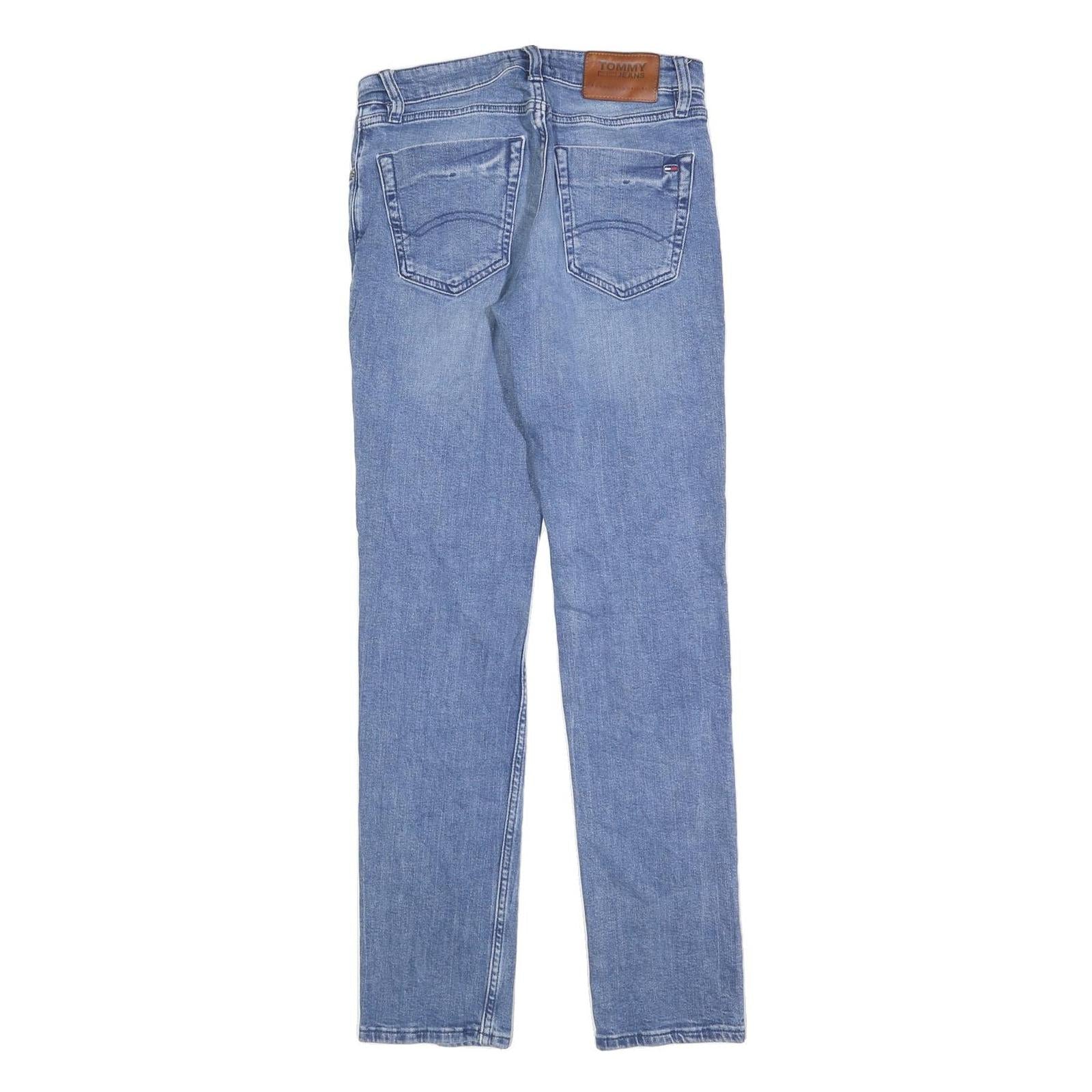 TOMMY JEANS Womens Slim Blue Denim Light W28 L32 Zip Slim Fit Straight Jeans