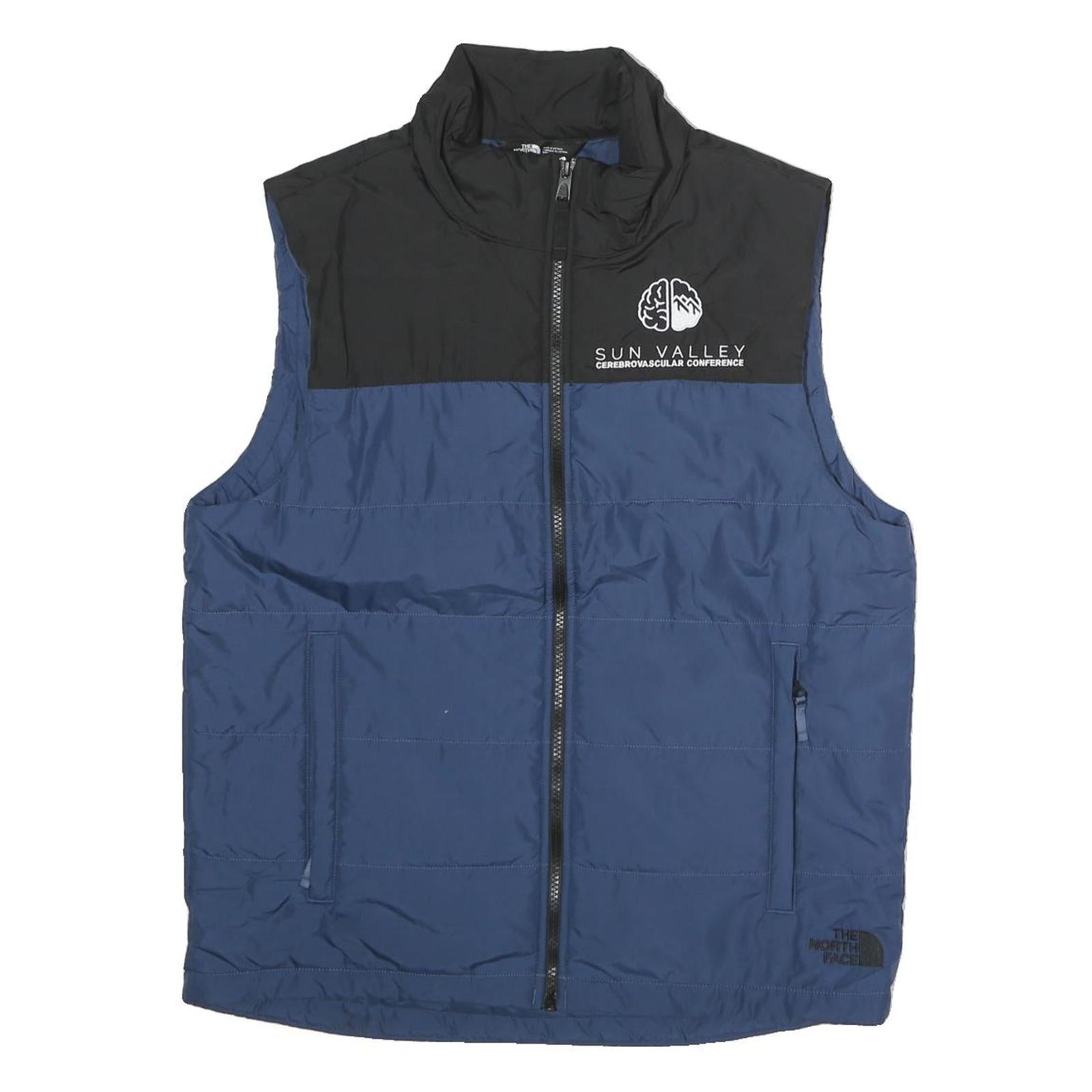 THE NORTH FACE Mens Blue & Black Outdoor Jacket M Polyester Zip Plain