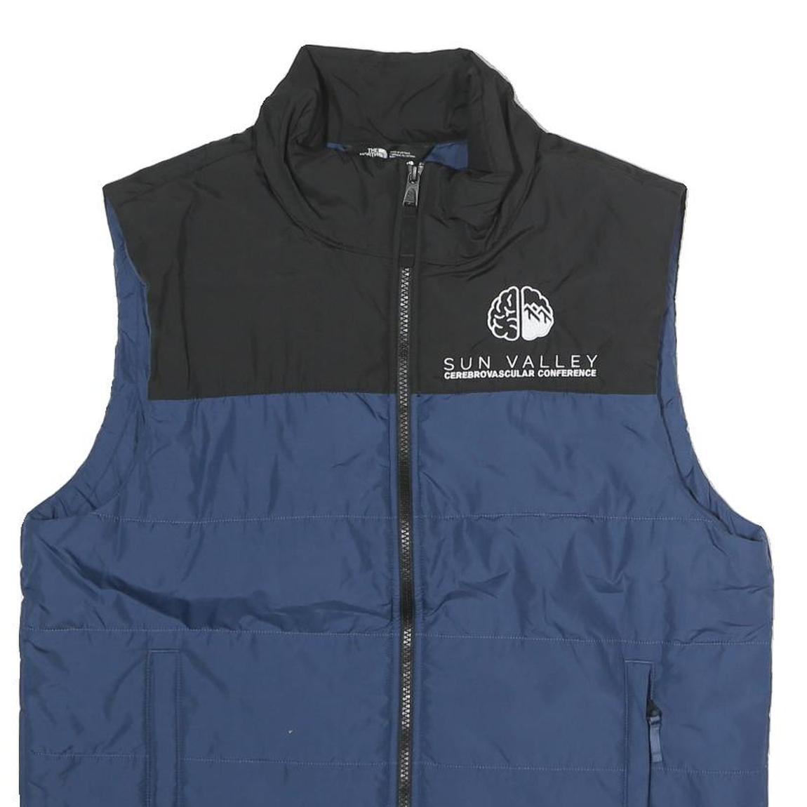 THE NORTH FACE Mens Blue & Black Outdoor Jacket M Polyester Zip Plain