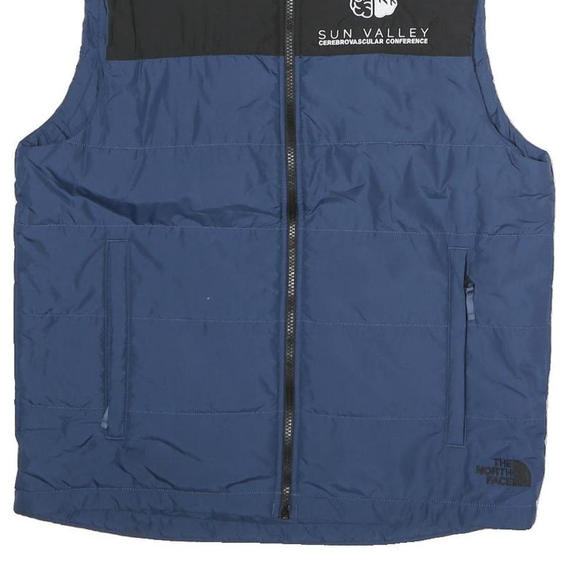 THE NORTH FACE Mens Blue & Black Outdoor Jacket M Polyester Zip Plain