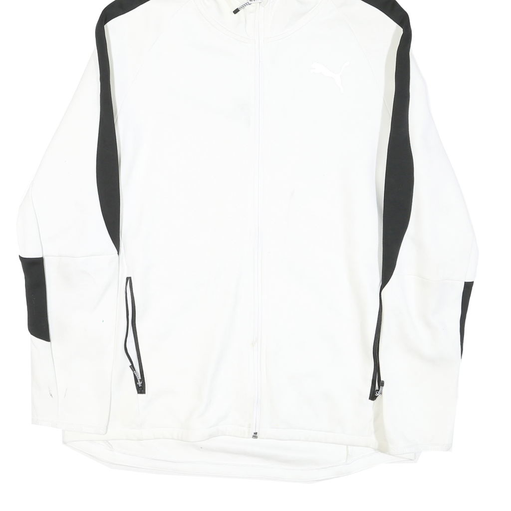 PUMA Mens White & Black Zip Hooded Cotton Blend Jacket L Sports Casual