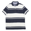 TOMMY HILFIGER Mens Navy & White Striped Short Sleeve Polo Shirt S Classic
