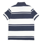 TOMMY HILFIGER Mens Navy & White Striped Short Sleeve Polo Shirt S Classic