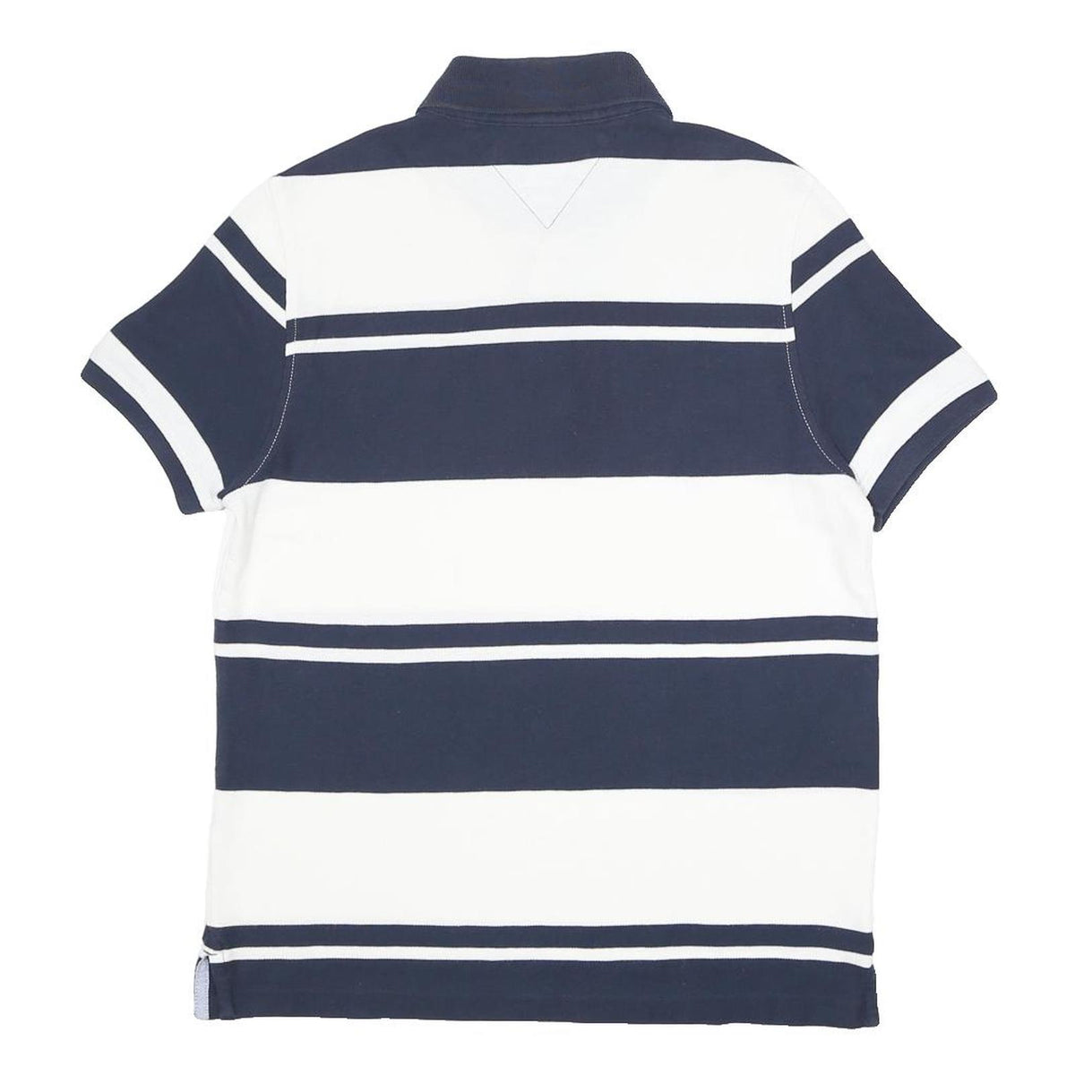 TOMMY HILFIGER Mens Navy & White Striped Short Sleeve Polo Shirt S Classic