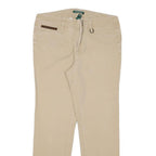 LAUREN RALPH LAUREN Womens Cotton Blend Beige Slim Straight Trousers W30 L27