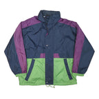 SPEEDWAY Mens Navy Blue & Purple & Green Zip Up Jacket M Polyester Blend
