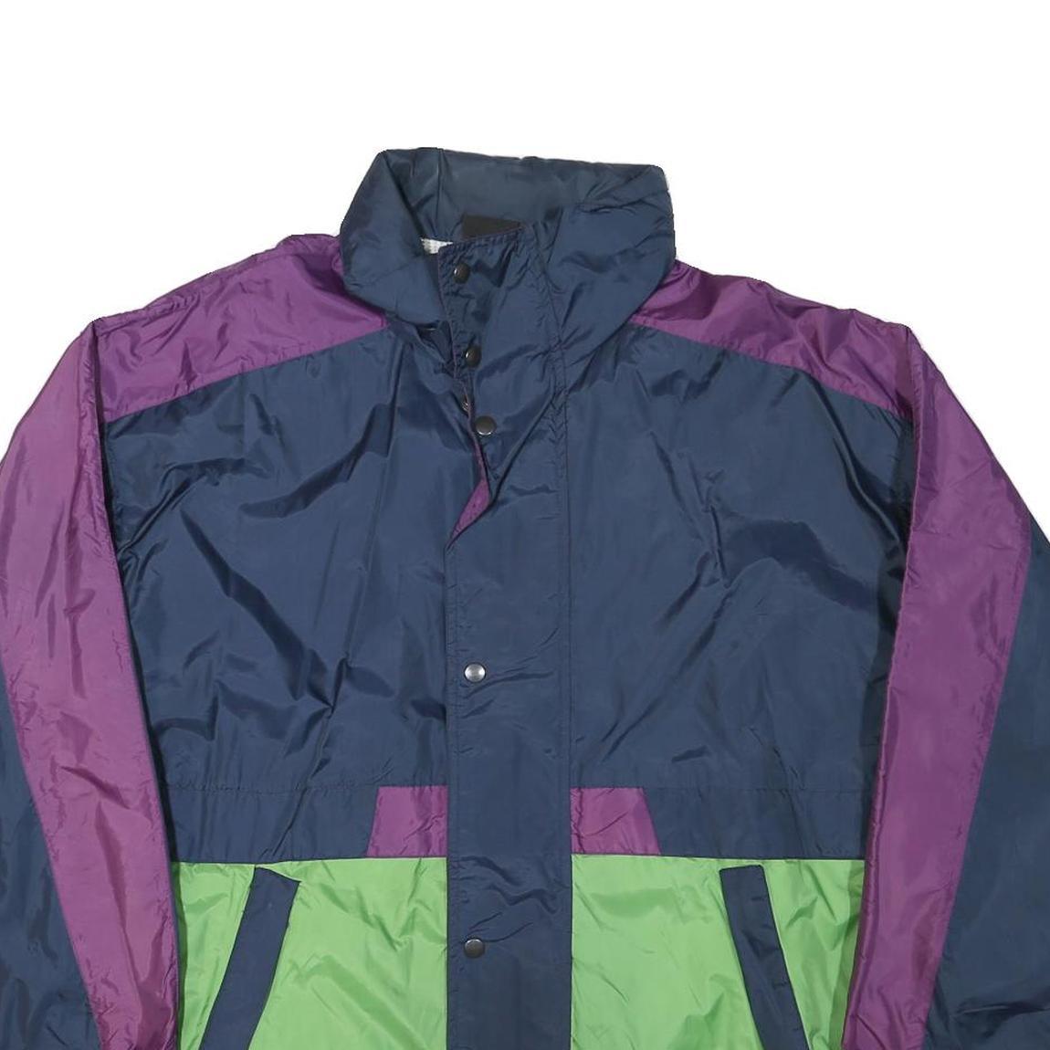 SPEEDWAY Mens Navy Blue & Purple & Green Zip Up Jacket M Polyester Blend