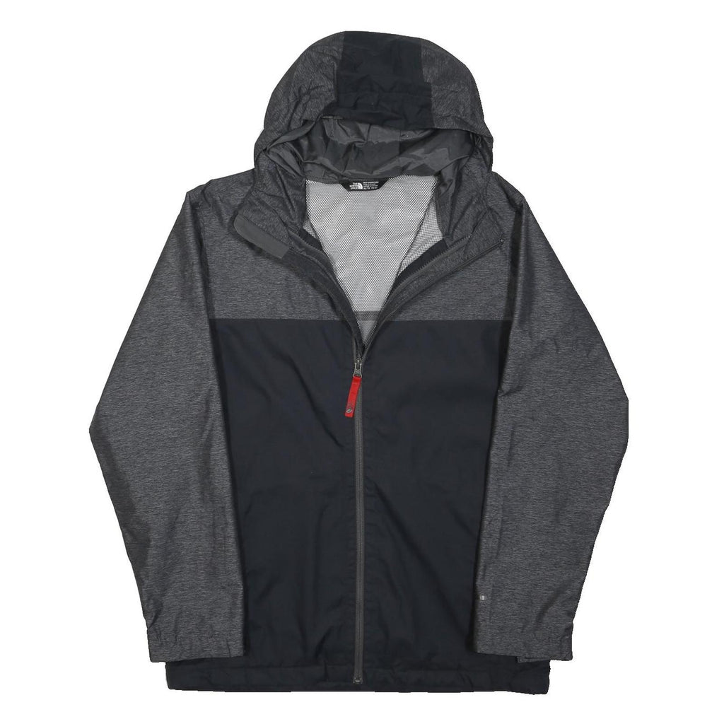 THE NORTH FACE Boys Black & Grey Outdoor Jacket XL Polyamide Blend Plain Hooded