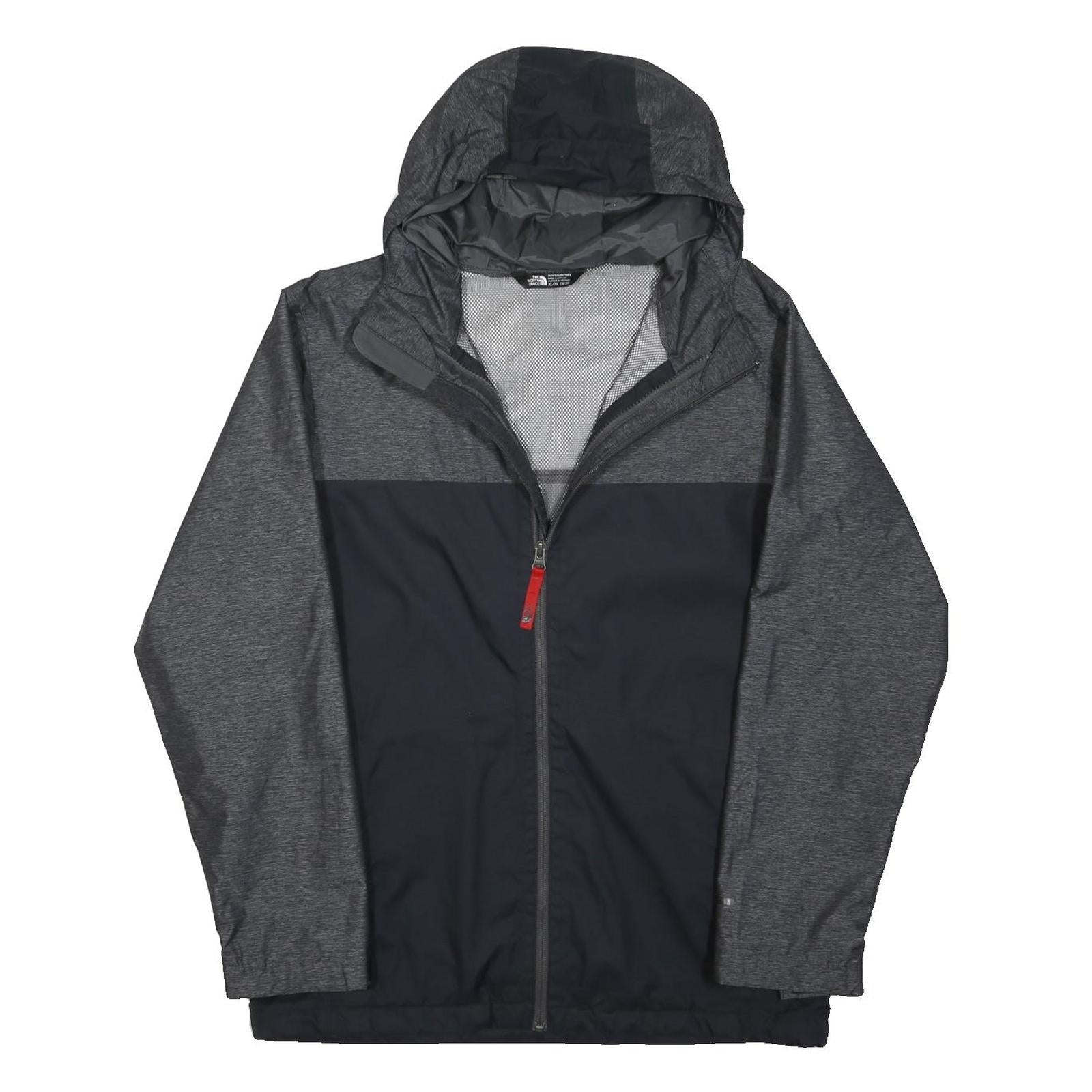 THE NORTH FACE Boys Black & Grey Outdoor Jacket XL Polyamide Blend Plain Hooded