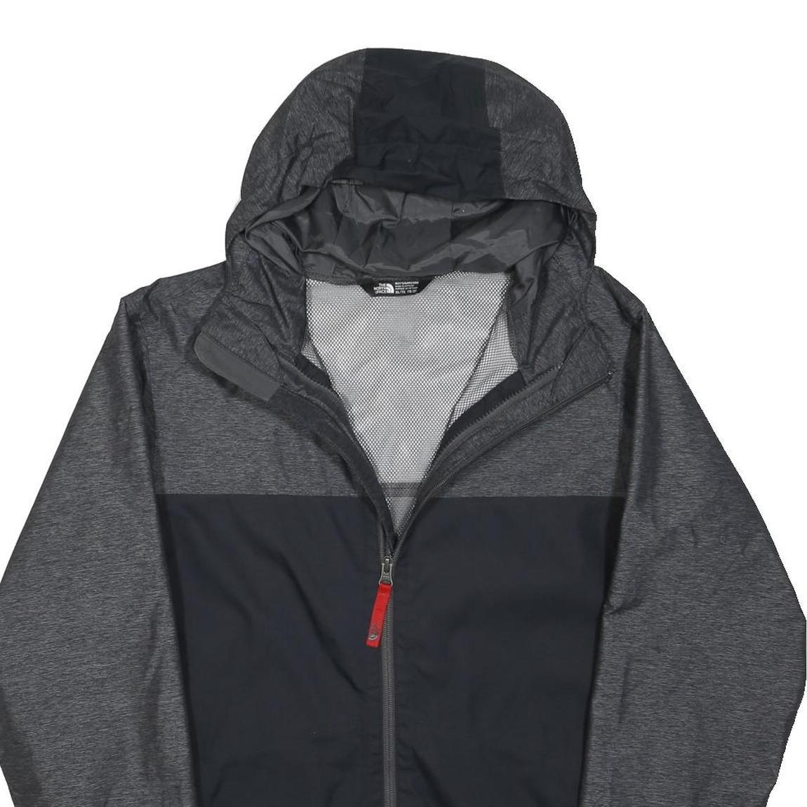 THE NORTH FACE Boys Black & Grey Outdoor Jacket XL Polyamide Blend Plain Hooded