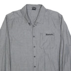 BENCH Mens Grey Cotton Blend Shirt 2XL Long Sleeve Button Casual Workwear