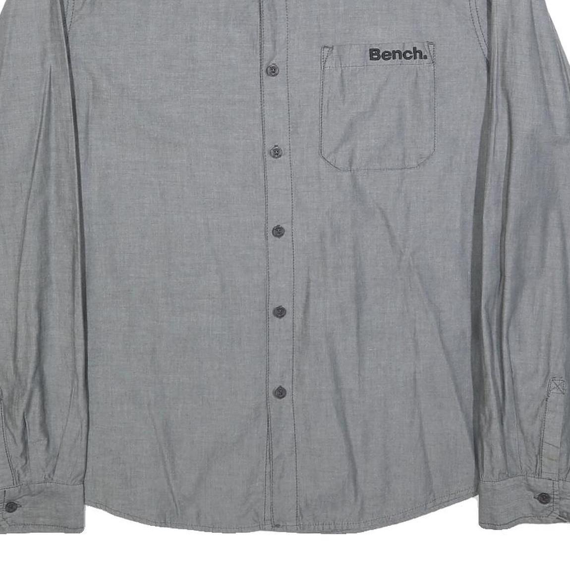 BENCH Mens Grey Cotton Blend Shirt 2XL Long Sleeve Button Casual Workwear