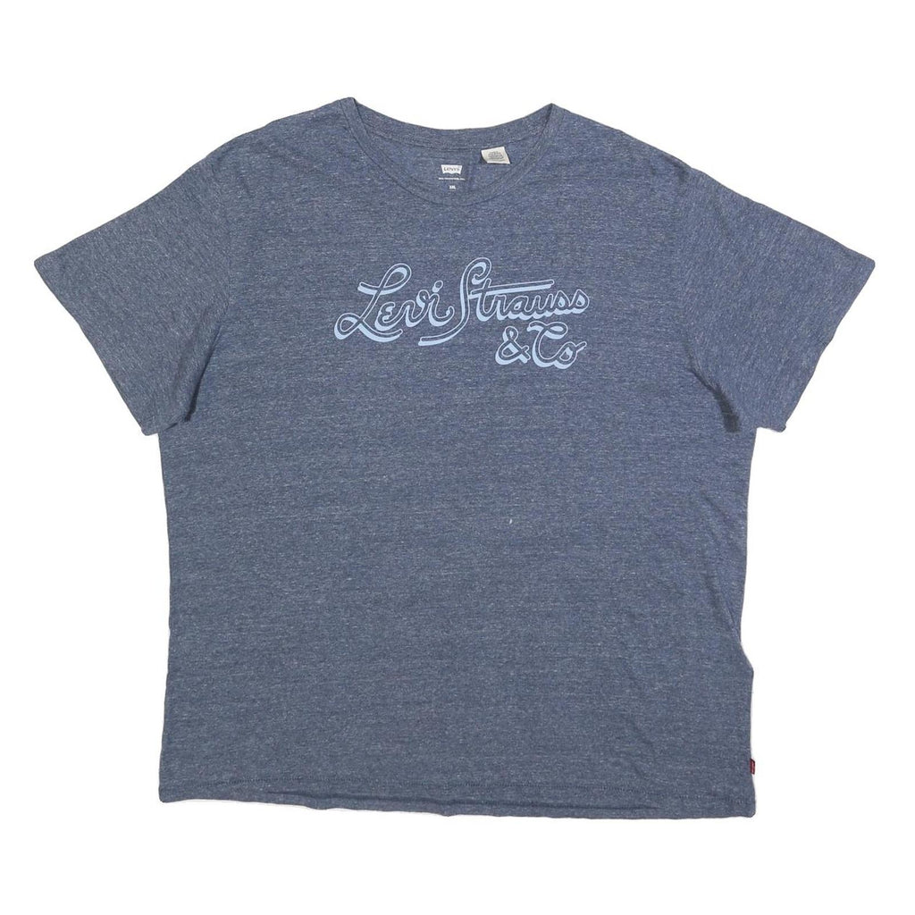 LEVI'S Womens Blue Graphic T-Shirt 2XL Short Sleeve Crew Neck Casual Cotton