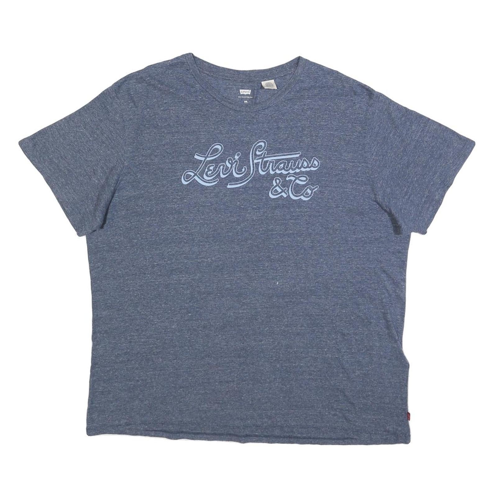 LEVI'S Womens Blue Graphic T-Shirt 2XL Short Sleeve Crew Neck Casual Cotton