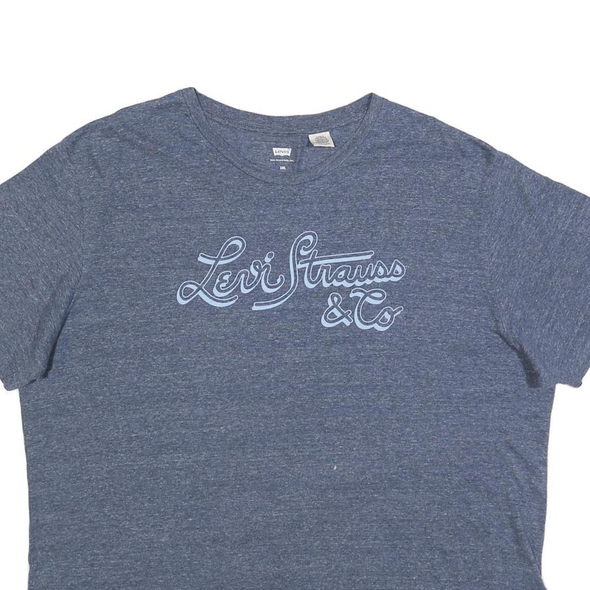 LEVI'S Womens Blue Graphic T-Shirt 2XL Short Sleeve Crew Neck Casual Cotton