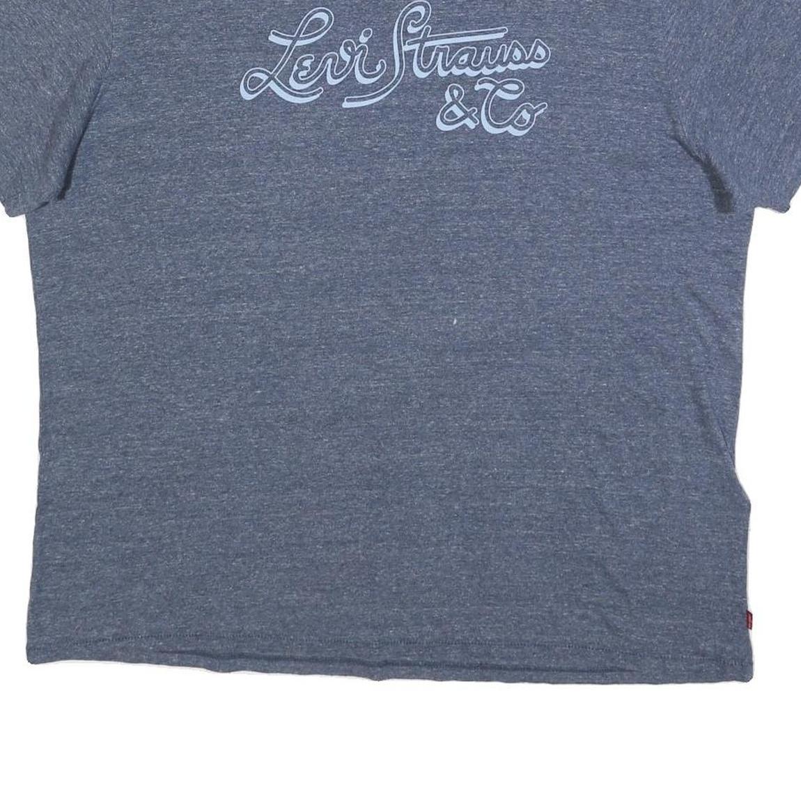 LEVI'S Womens Blue Graphic T-Shirt 2XL Short Sleeve Crew Neck Casual Cotton