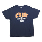 GILDAN Mens Navy Blue CSUF Dad Graphic T-Shirt XL Short Sleeve Crew Neck