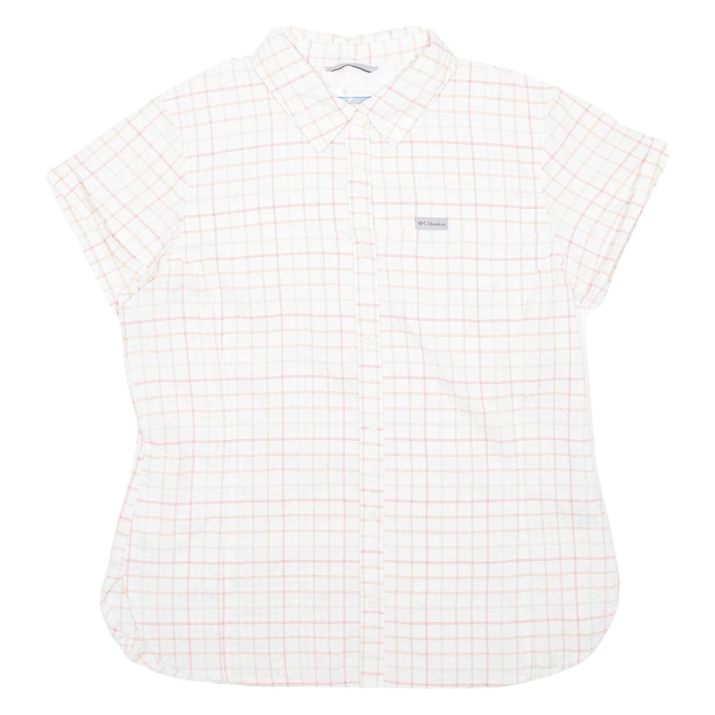 COLUMBIA Womens Shirt White Nylon Check L