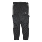 ADIDAS Mens Joggers Black & White L W32 L30 Track Pants Slim Tapered Fit