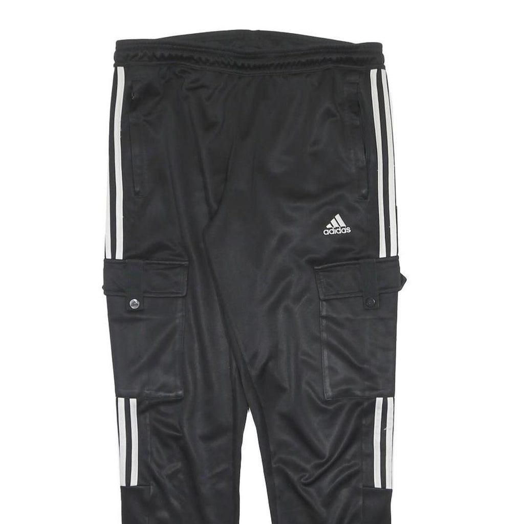 ADIDAS Mens Joggers Black & White L W32 L30 Track Pants Slim Tapered Fit