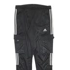 ADIDAS Mens Joggers Black & White L W32 L30 Track Pants Slim Tapered Fit