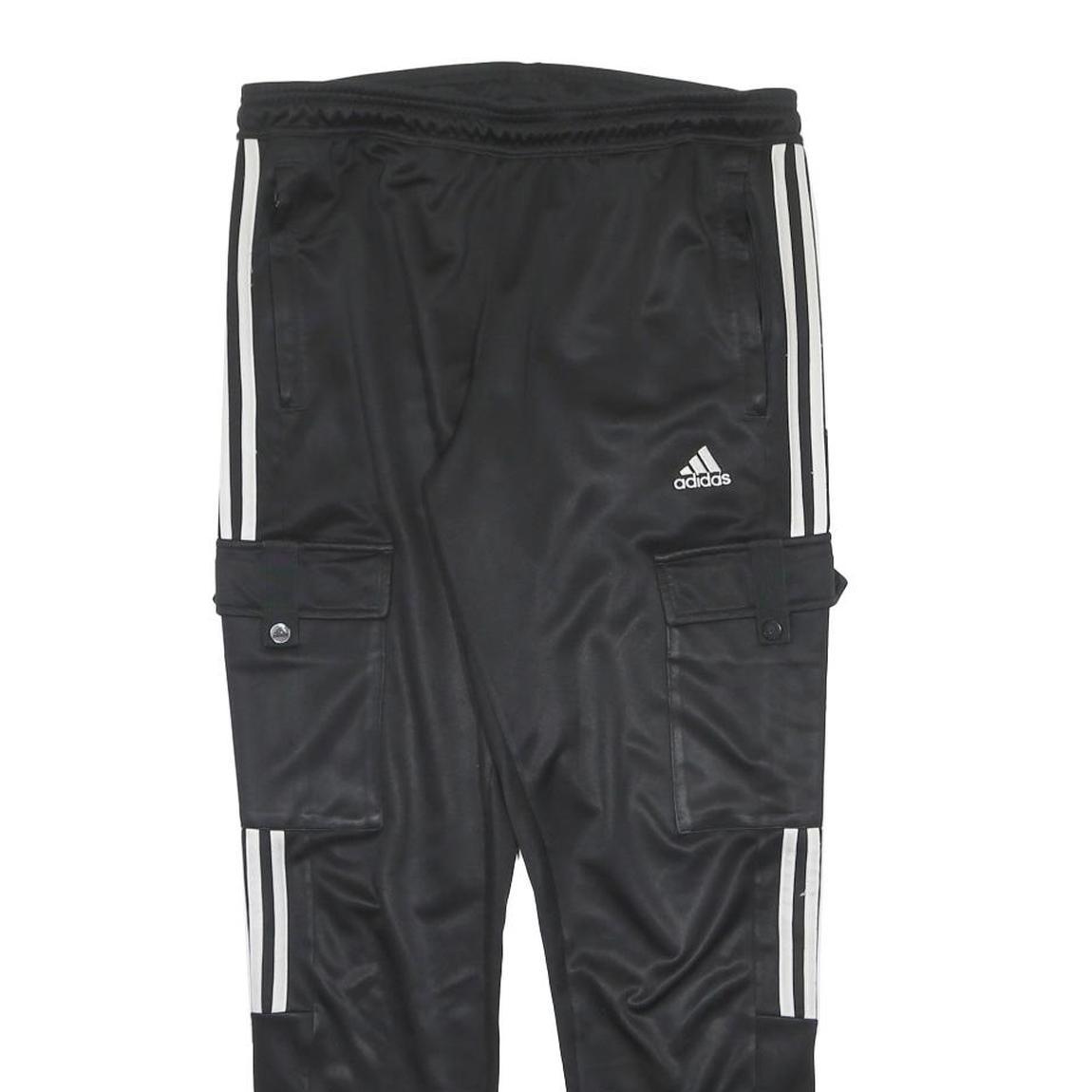 ADIDAS Mens Joggers Black & White L W32 L30 Track Pants Slim Tapered Fit