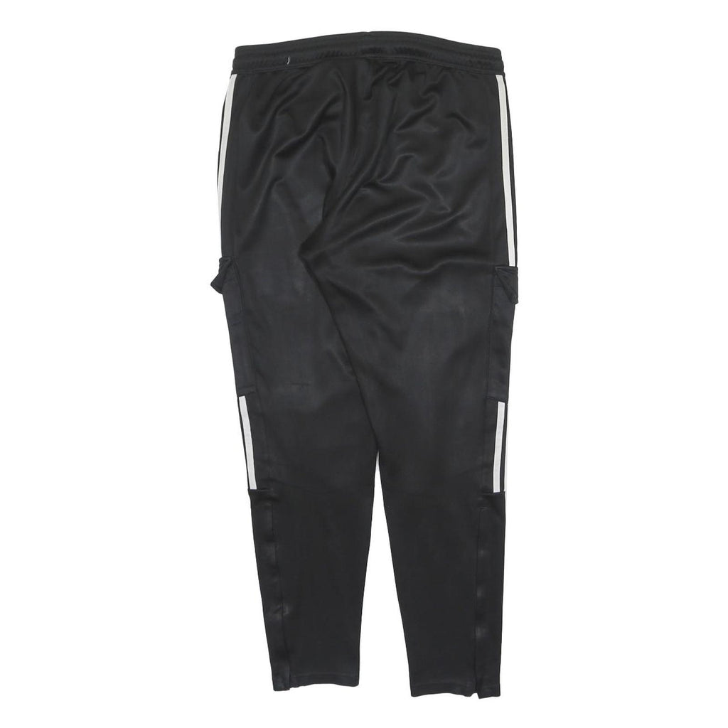 ADIDAS Mens Joggers Black & White L W32 L30 Track Pants Slim Tapered Fit