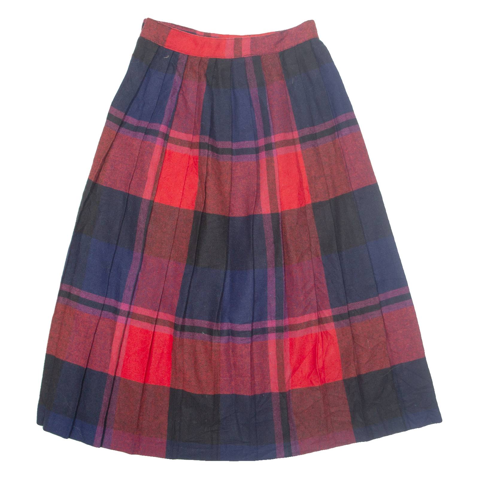 WORTHINGTON Buttoned Womens Pleated Skirt Red Midi Check S