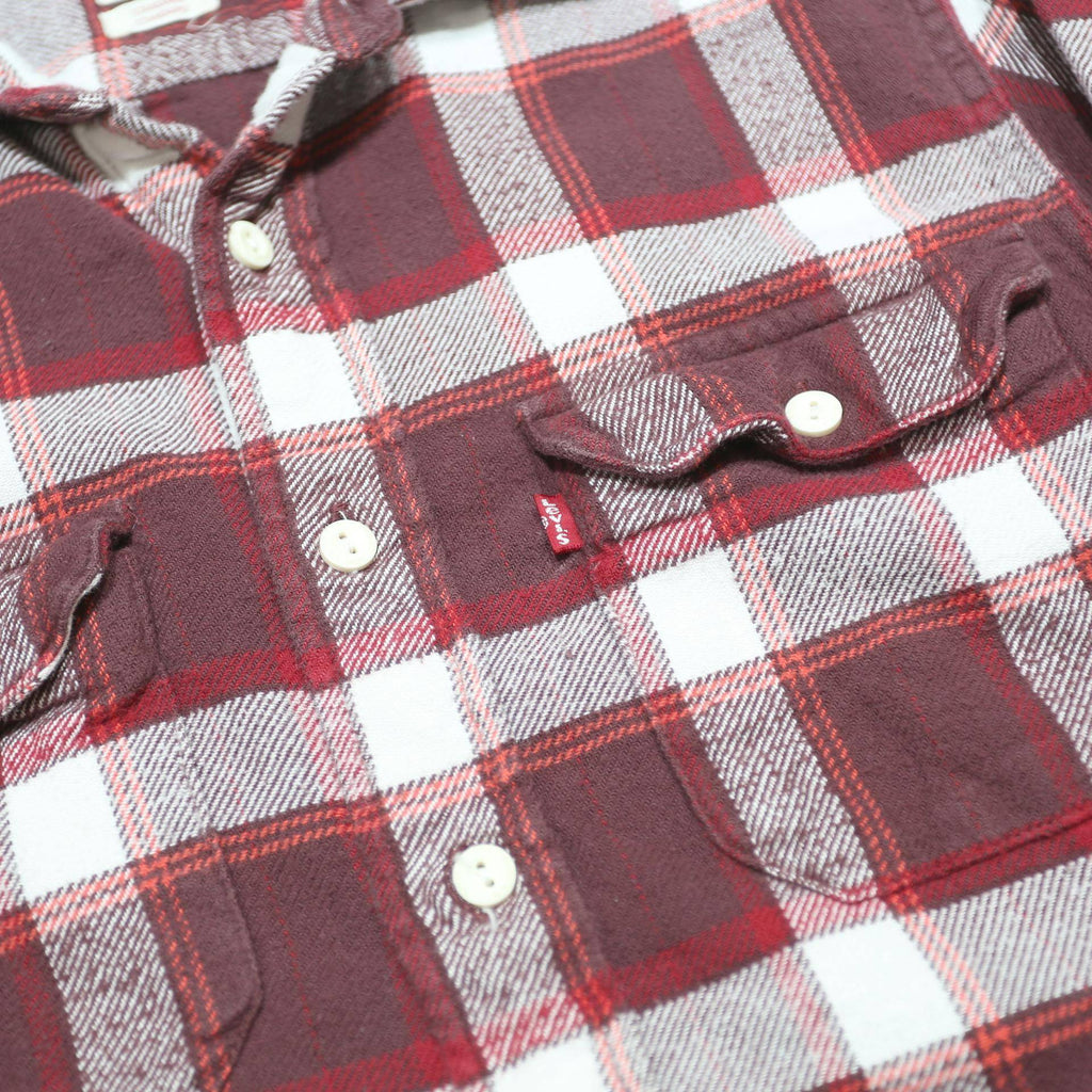 LEVI'S Mens Red & White Check Shirt S Casual Cotton Long Sleeve Button