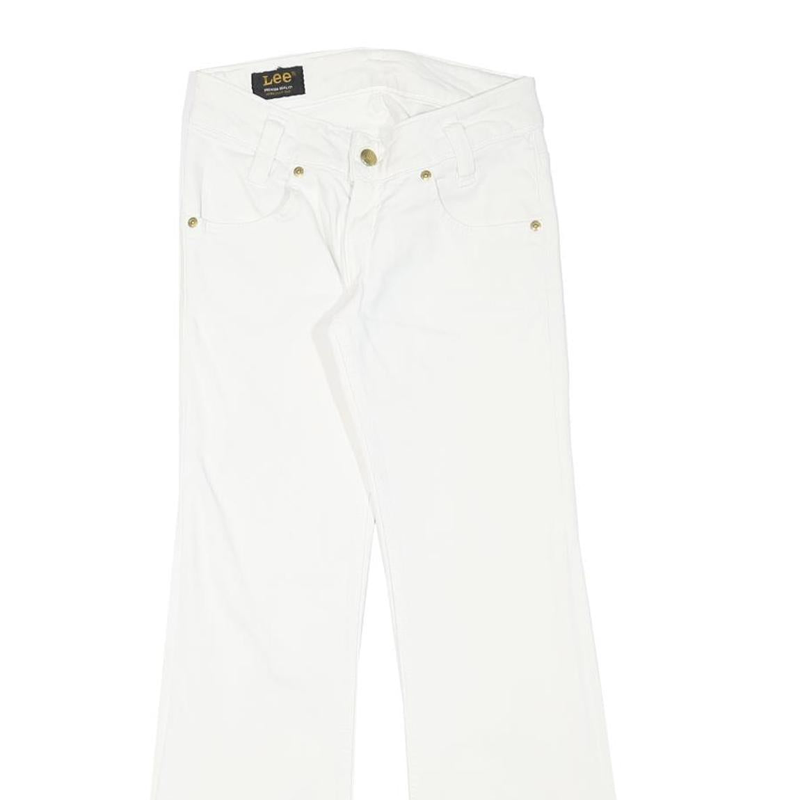 LEE Womens White Regular Straight Denim Medium W24 L28 Cotton Blend Zip Jeans