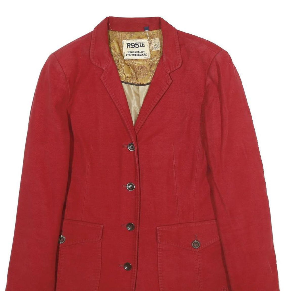 R95TH Womens Red Cotton Tailored Jacket UK 10 Button Plain Stylish