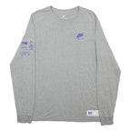 NIKE Mens Grey Blue Air Graphic Long Sleeve Crew Neck T-Shirt L Cotton Blend