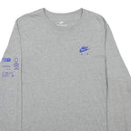 NIKE Mens Grey Blue Air Graphic Long Sleeve Crew Neck T-Shirt L Cotton Blend