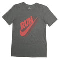 NIKE Mens Grey Red Run Graphic T-Shirt S Short Sleeve Crew Neck Athletic