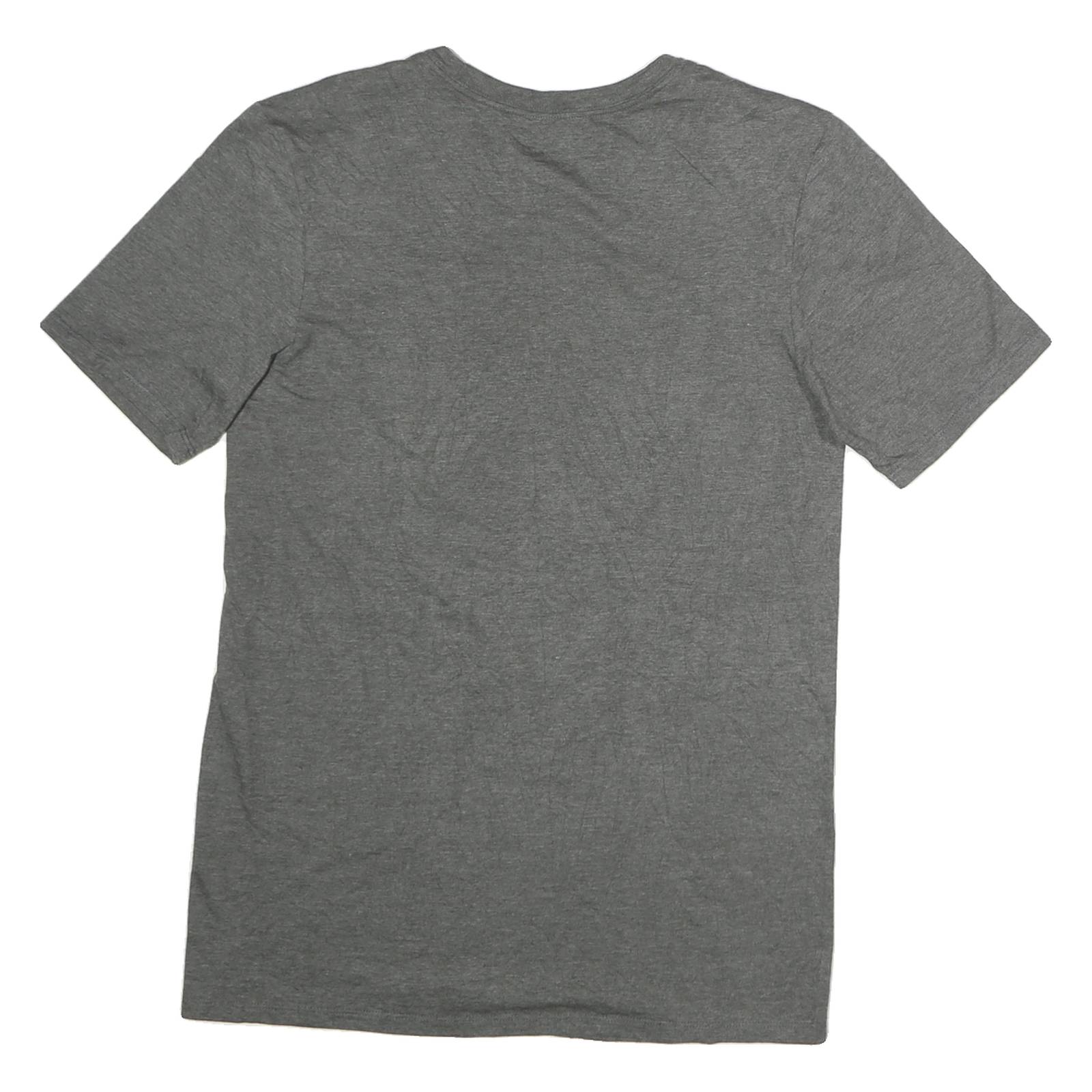 NIKE Mens Grey Red Run Graphic T-Shirt S Short Sleeve Crew Neck Athletic