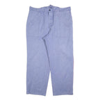 SPILAG Mens Cotton Blue Relaxed Straight Leg Trousers W40 L30 Casual Button